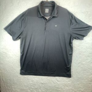 Callaway Black And Gray Check Opti Dry Golf 3‎ Button Polo Shirt Mens XL